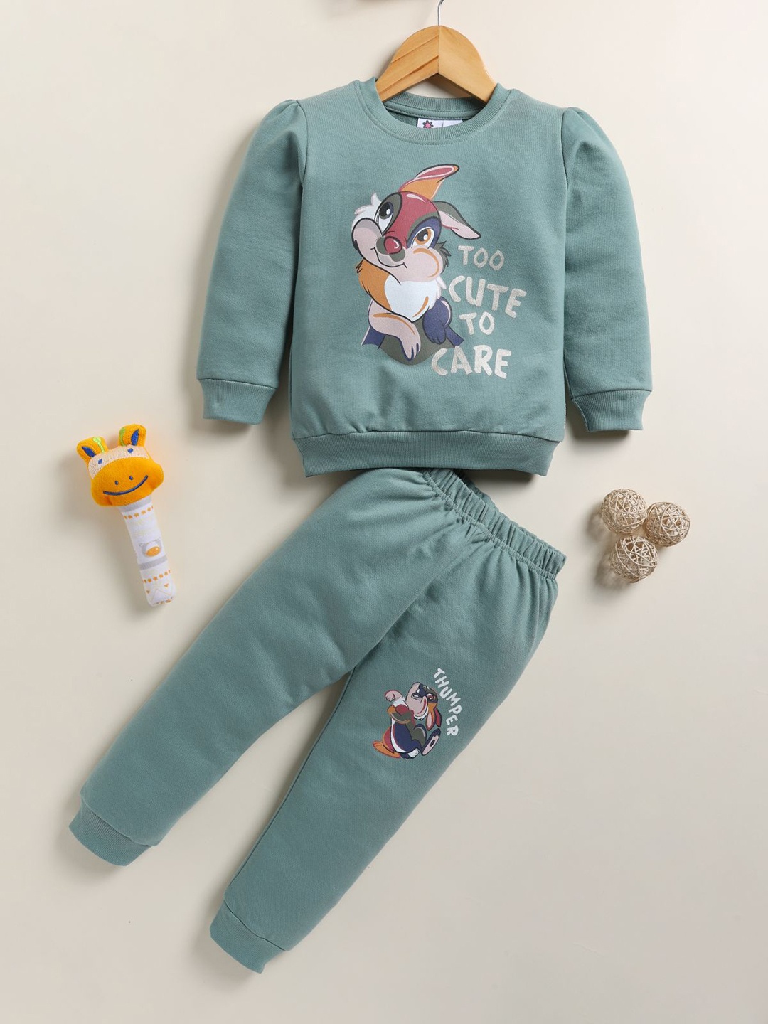 

Annie Girls Printed Pure Cotton Sweatshirt with Joggers, Green