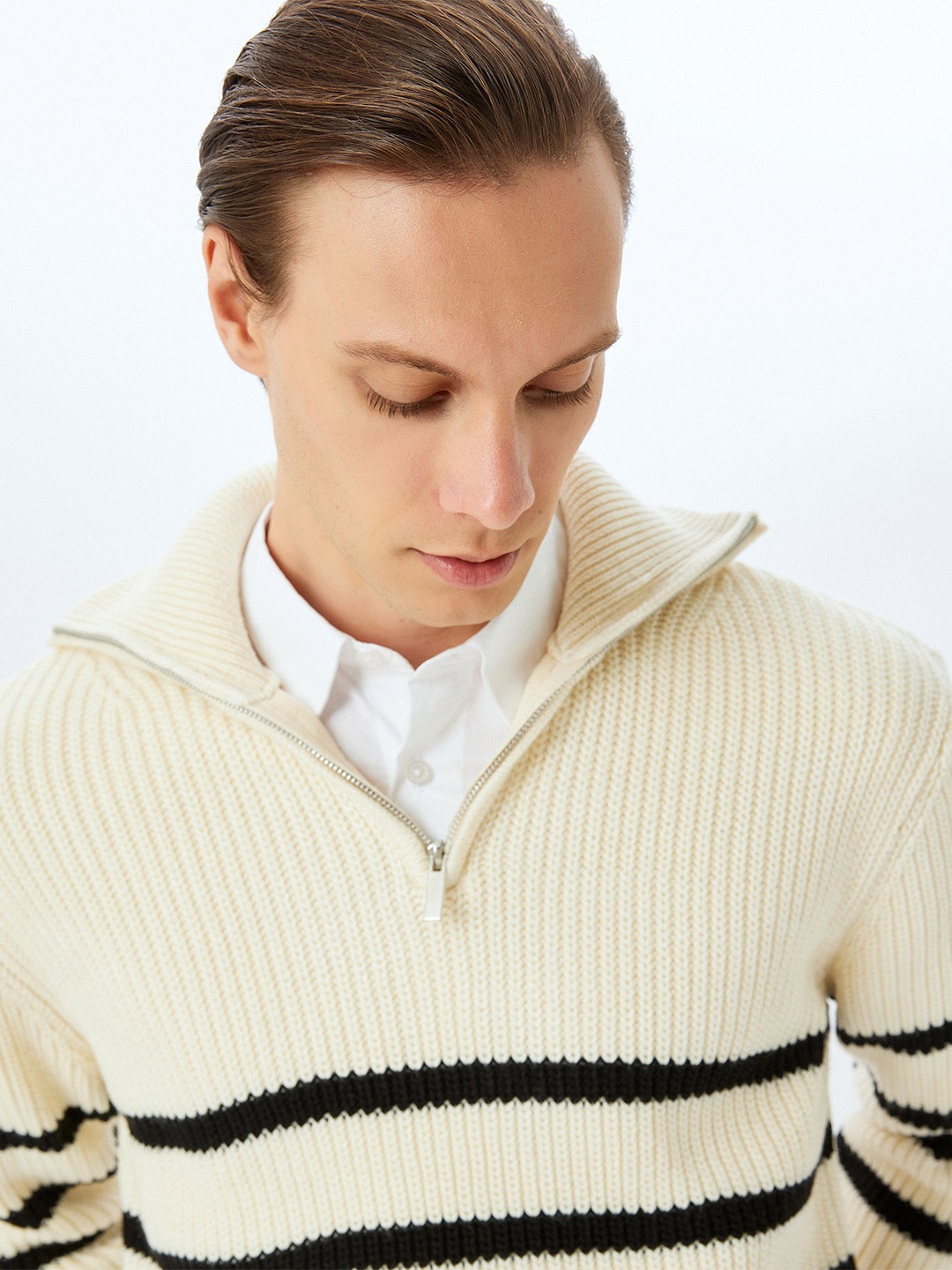 

Koton Men Striped Pullover Cotton Sweater, Beige