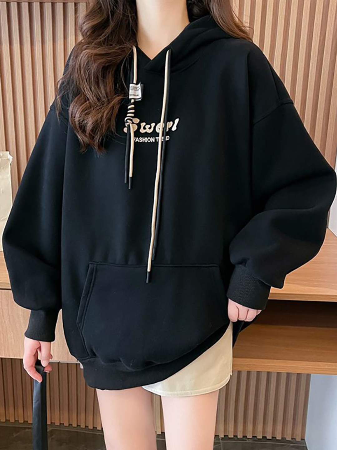 

StyleCast x Revolte Women Hooded long Sleeves Sweatshirt, Black