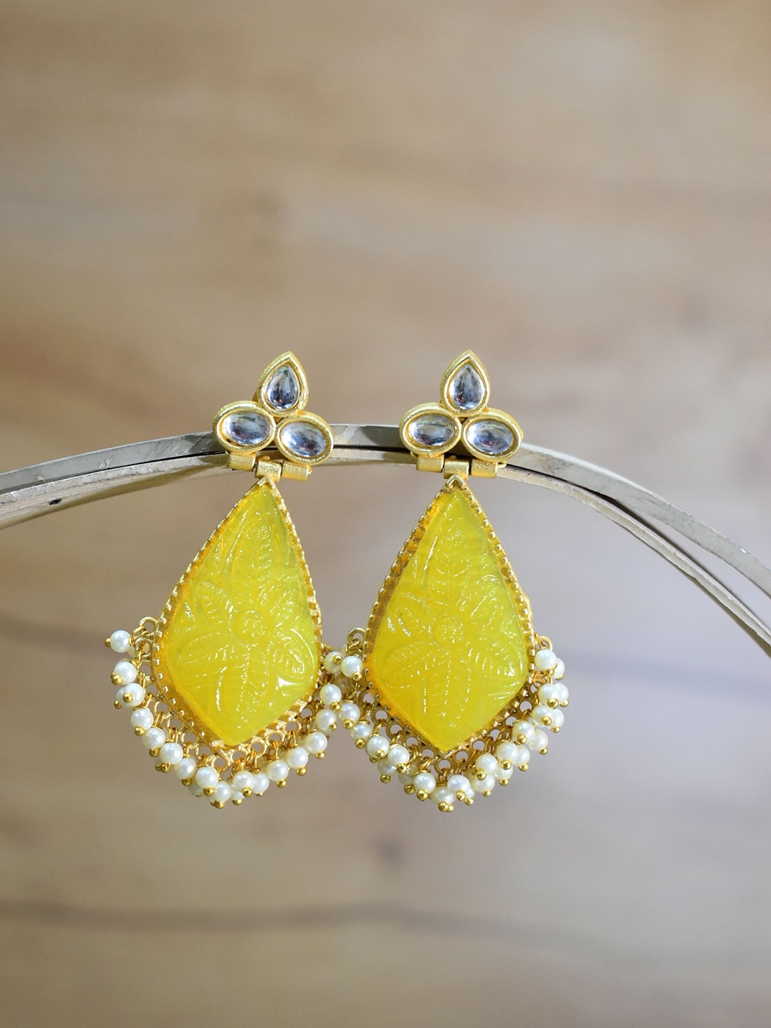 

TISHUL JEWELS Contemporary Drop Earrings, Yellow