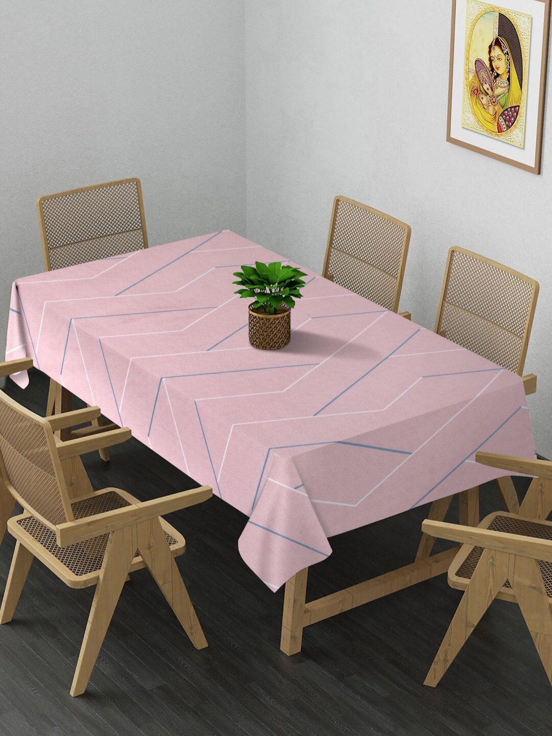 

Arrabi Pink & Blue Printed 8-Seater Table Cover