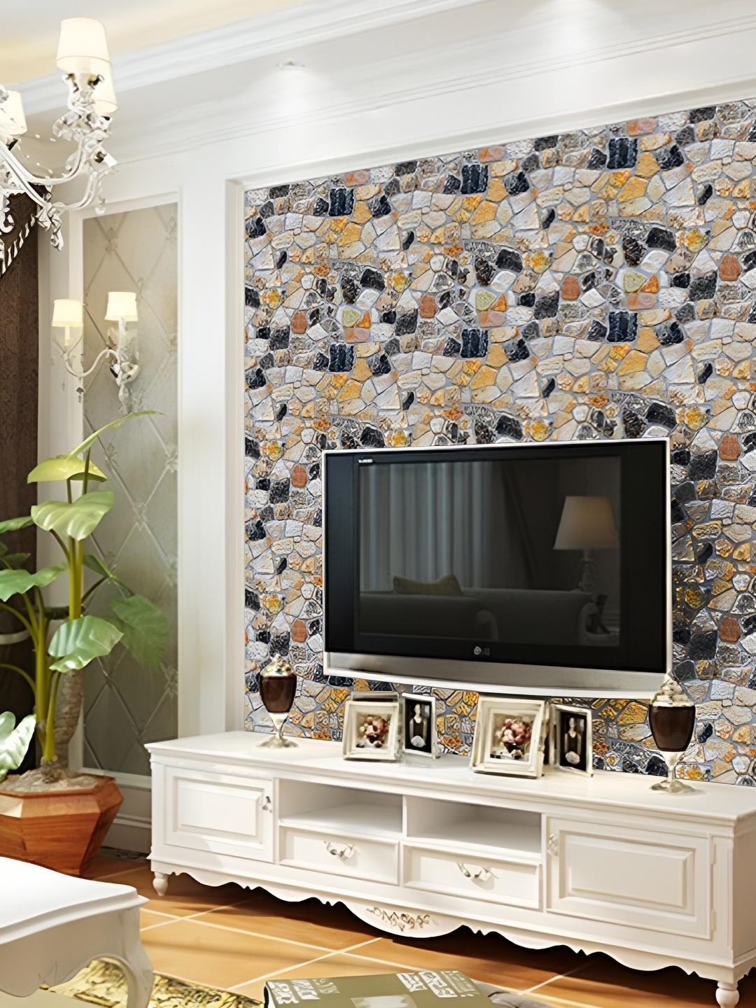 

Asian royal Grey & Brown Printed Self-Adhesive Wallpaper