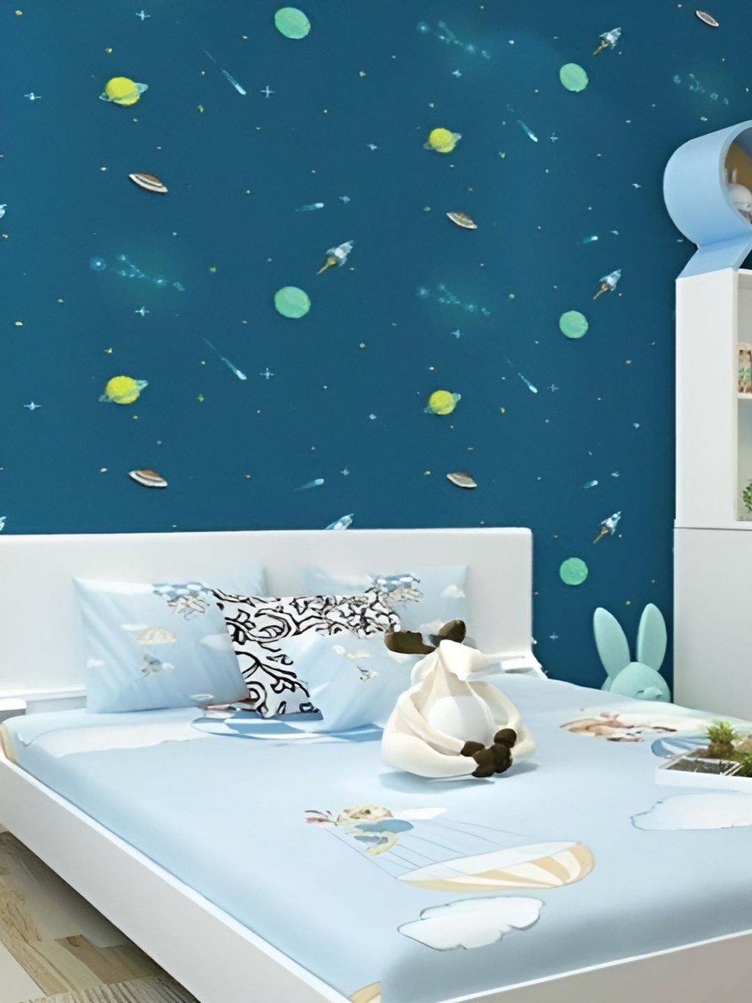 

Asian royal Blue & Green Printed 3D Self-Adhesive Wall Sticker