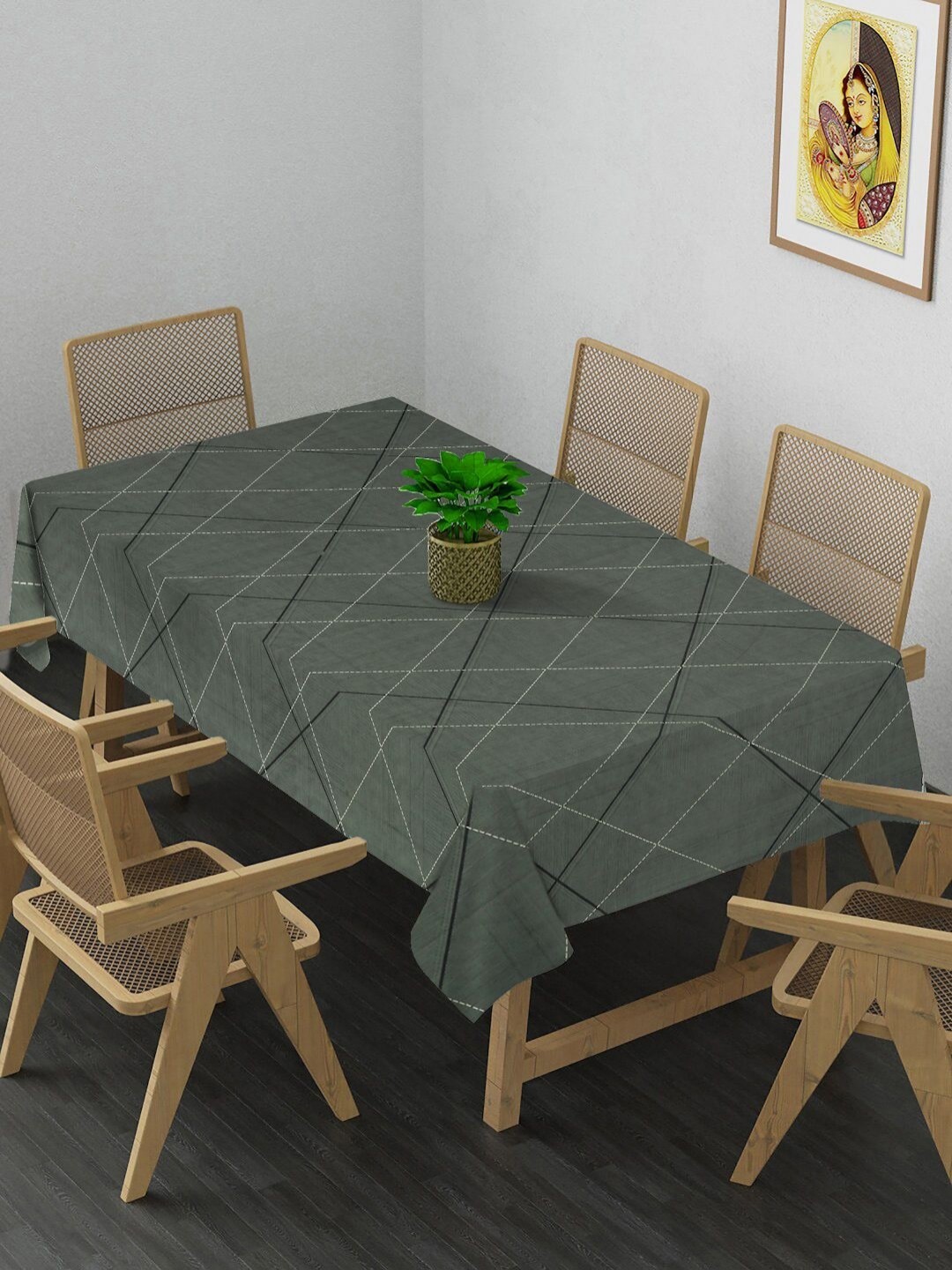 

Arrabi Green & White Printed 8-Seater Table Cover