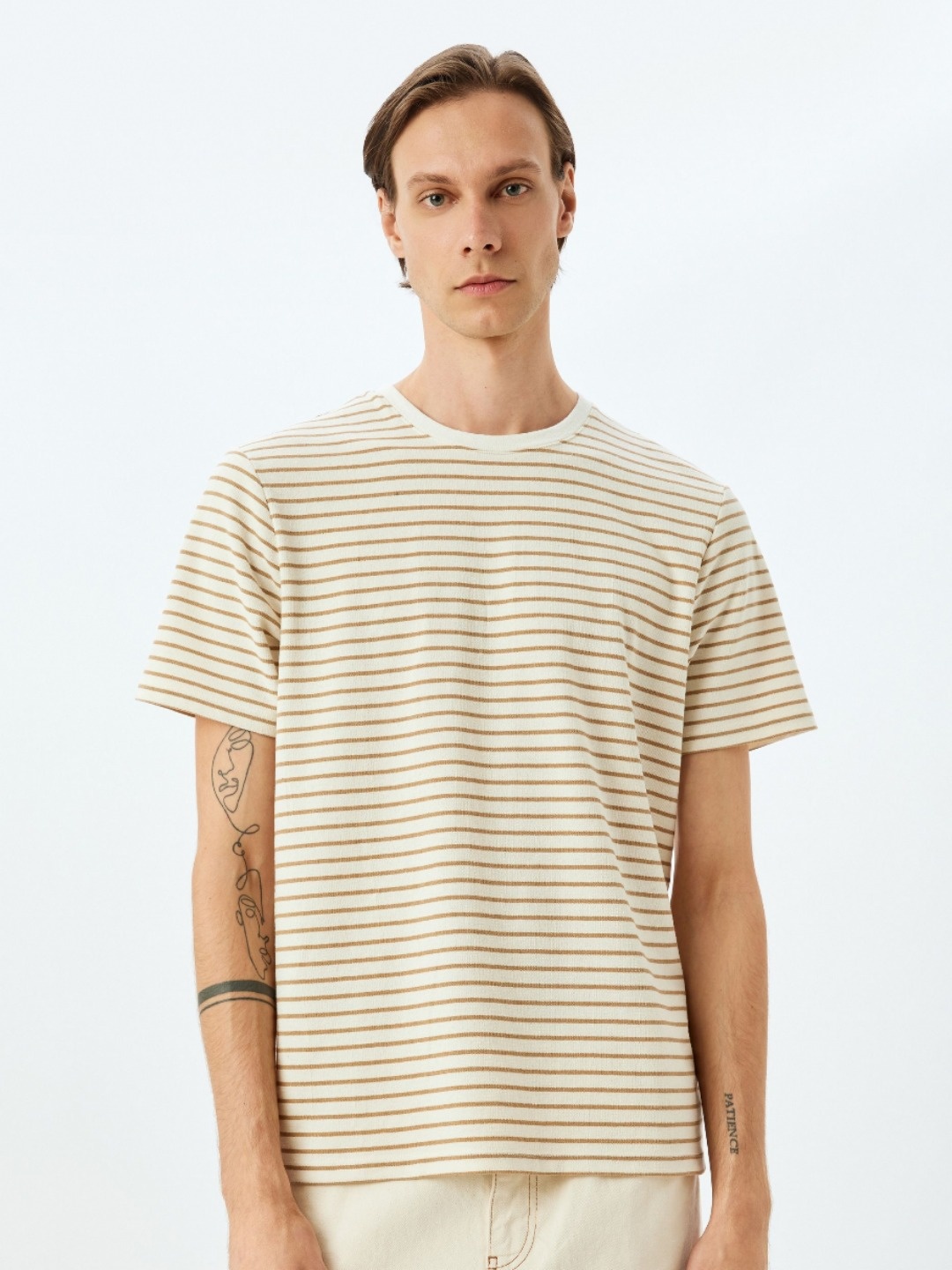 

Koton Men Striped Round Neck T-shirt, White