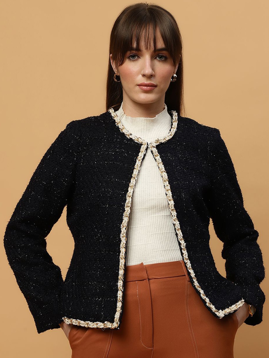 

Beatnik Women Open Front Jacket, Navy blue