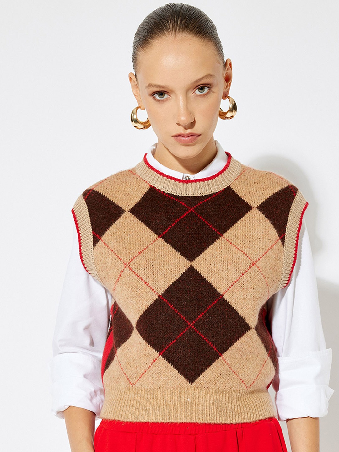

Koton Printed Pullover Sweater, Camel brown