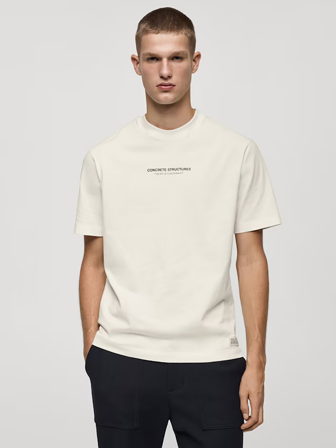 

MANGO MAN Men Printed Pure Cotton T-shirt, Off white