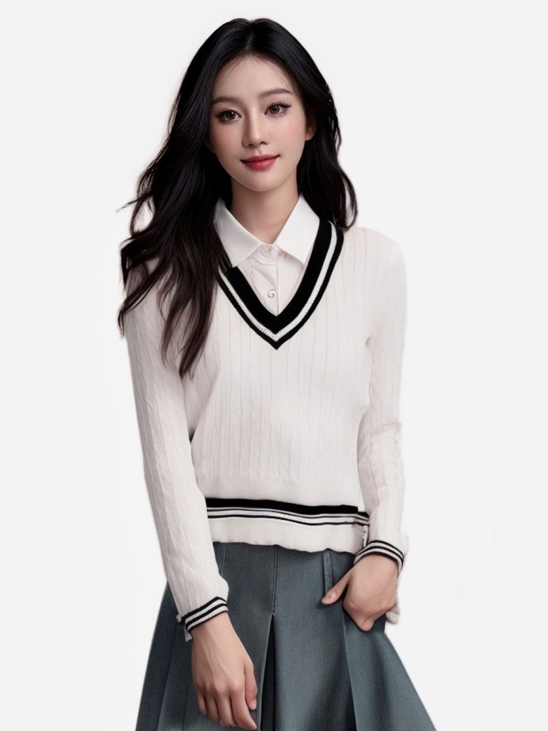 

StyleCast Women V-Neck Winter Pullover, White