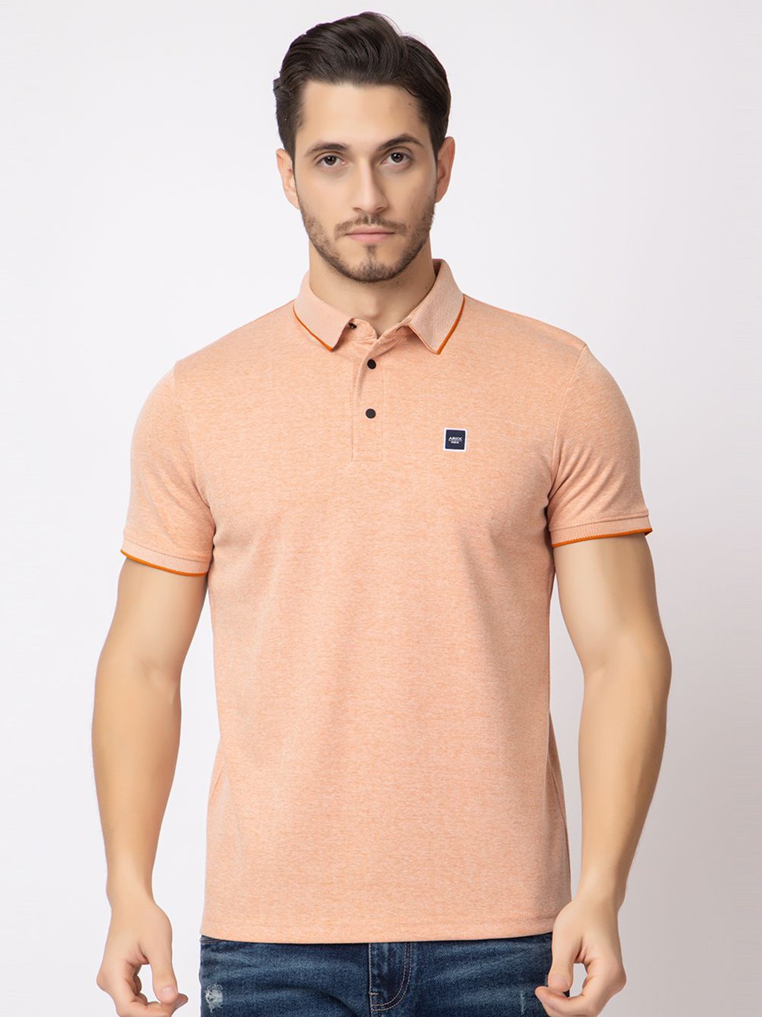 

ARIIX Men Solid Polo Collar Cotton T-shirt, Orange