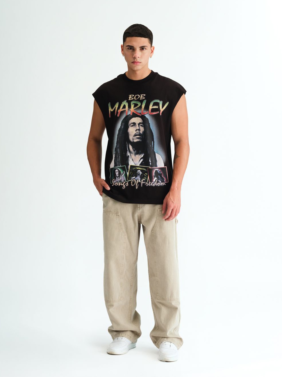 

Bonkers Corner Men Typography Printed Hooded Applique T-shirt, Black