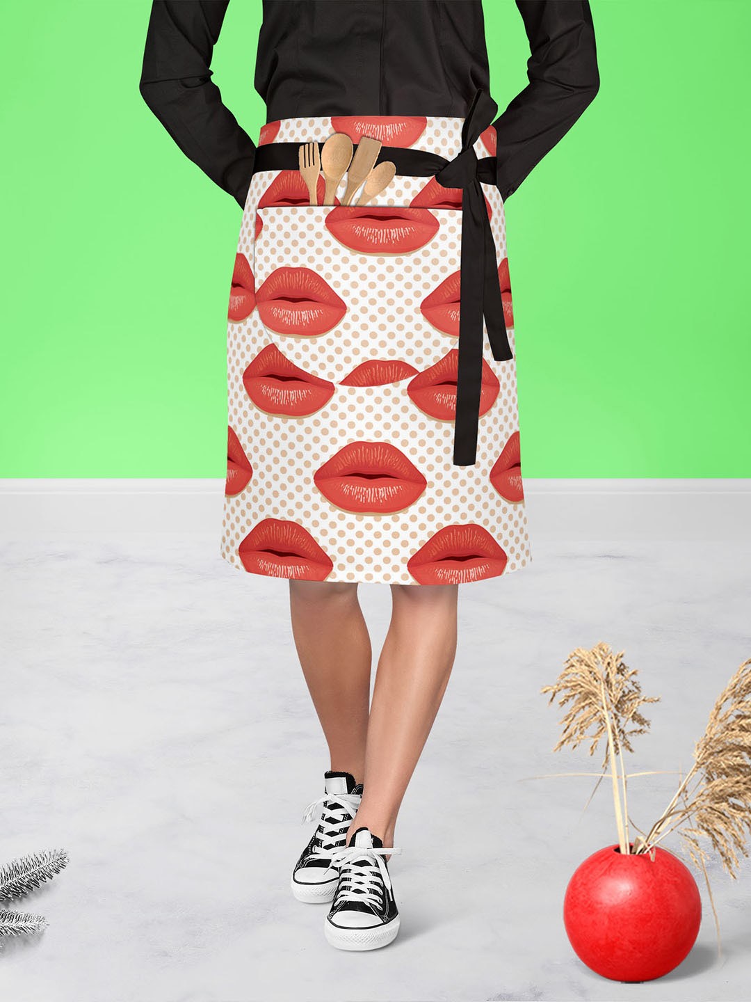 

ArtzFolio White Printed Cotton Waist To Knee Apron