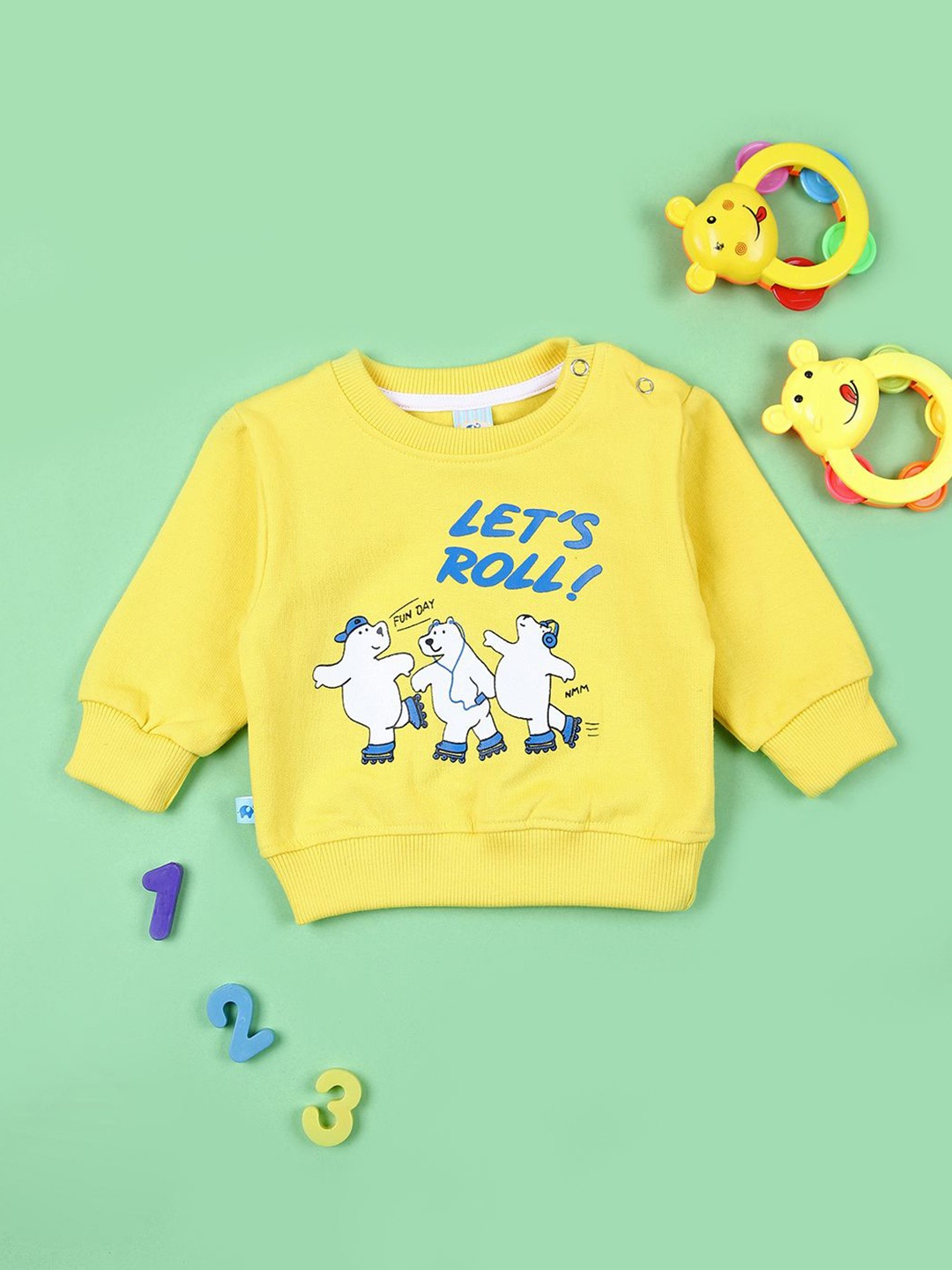 

V-Mart Boys Graphic Printed Cotton Pullover, Yellow