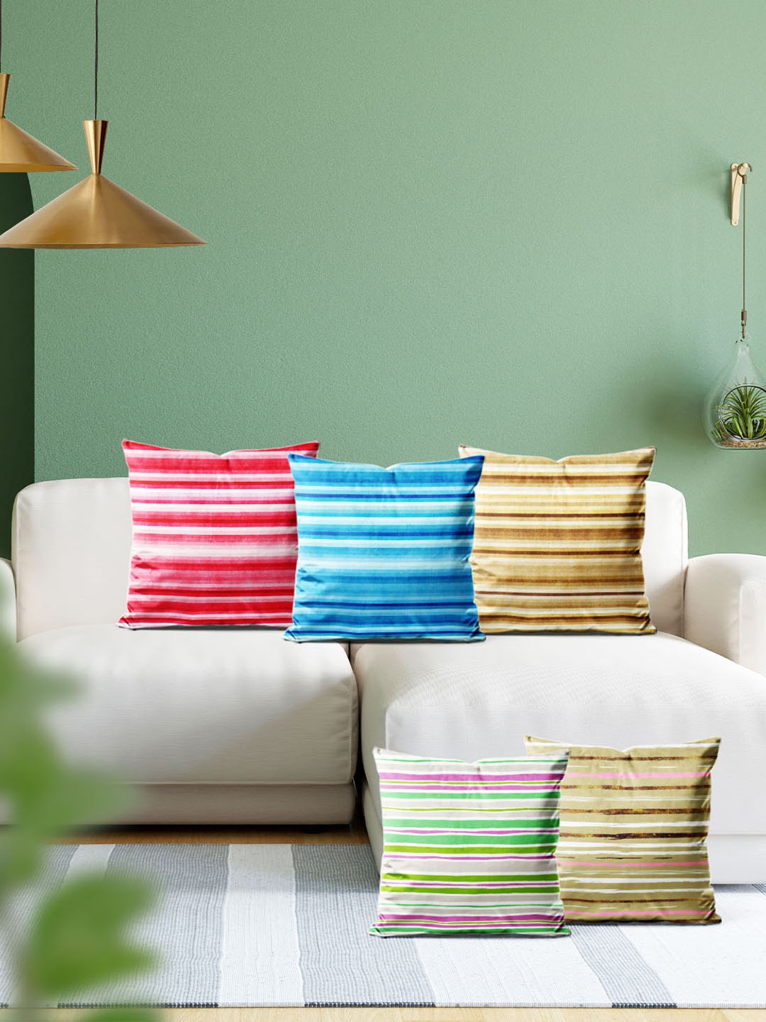 

ArtzFolio Multicoloured Set of 5 Velvet Square Cushion Covers, Multi