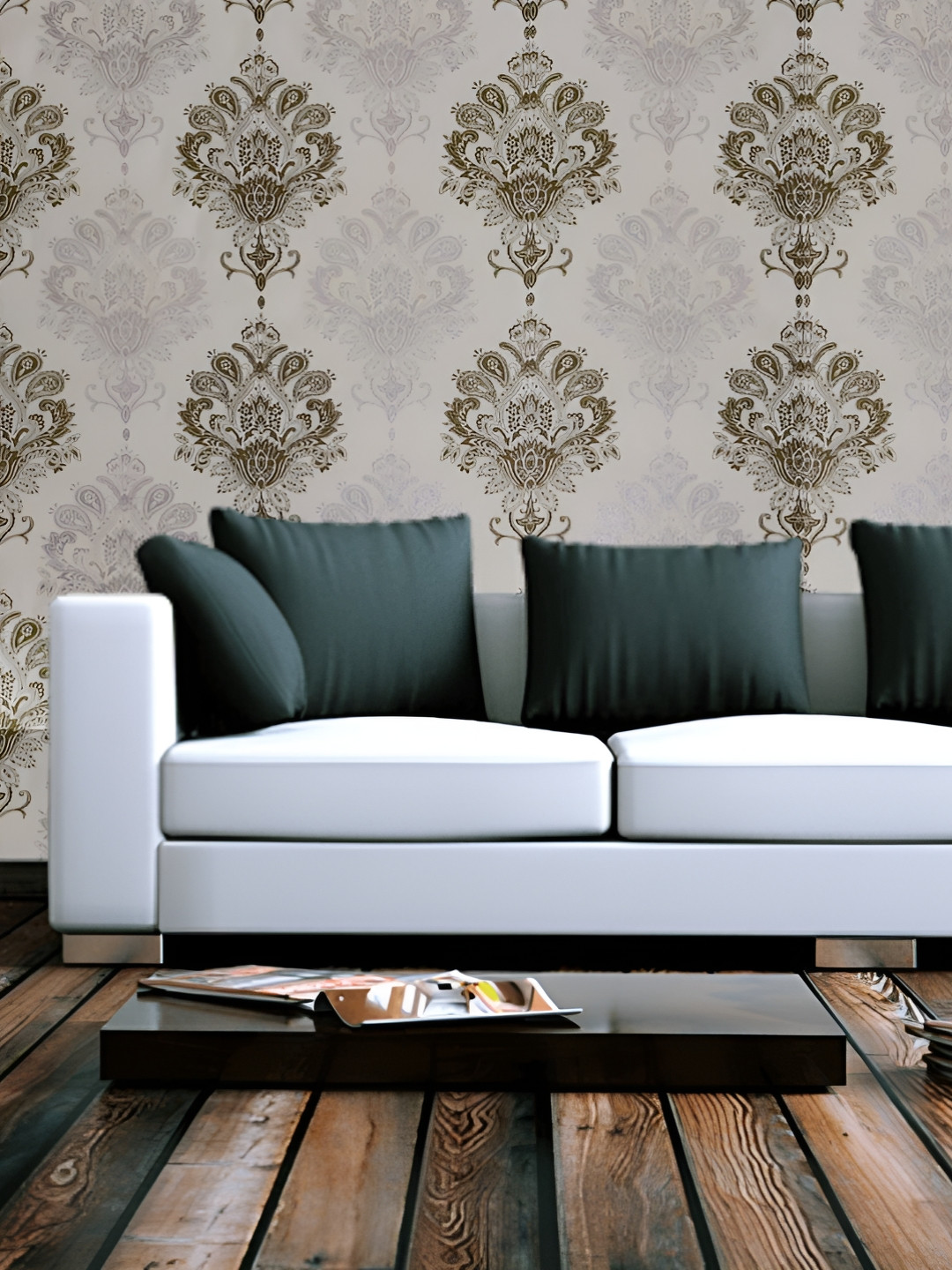 

Asian royal Beige & Blue Printed Waterproof Wallpaper