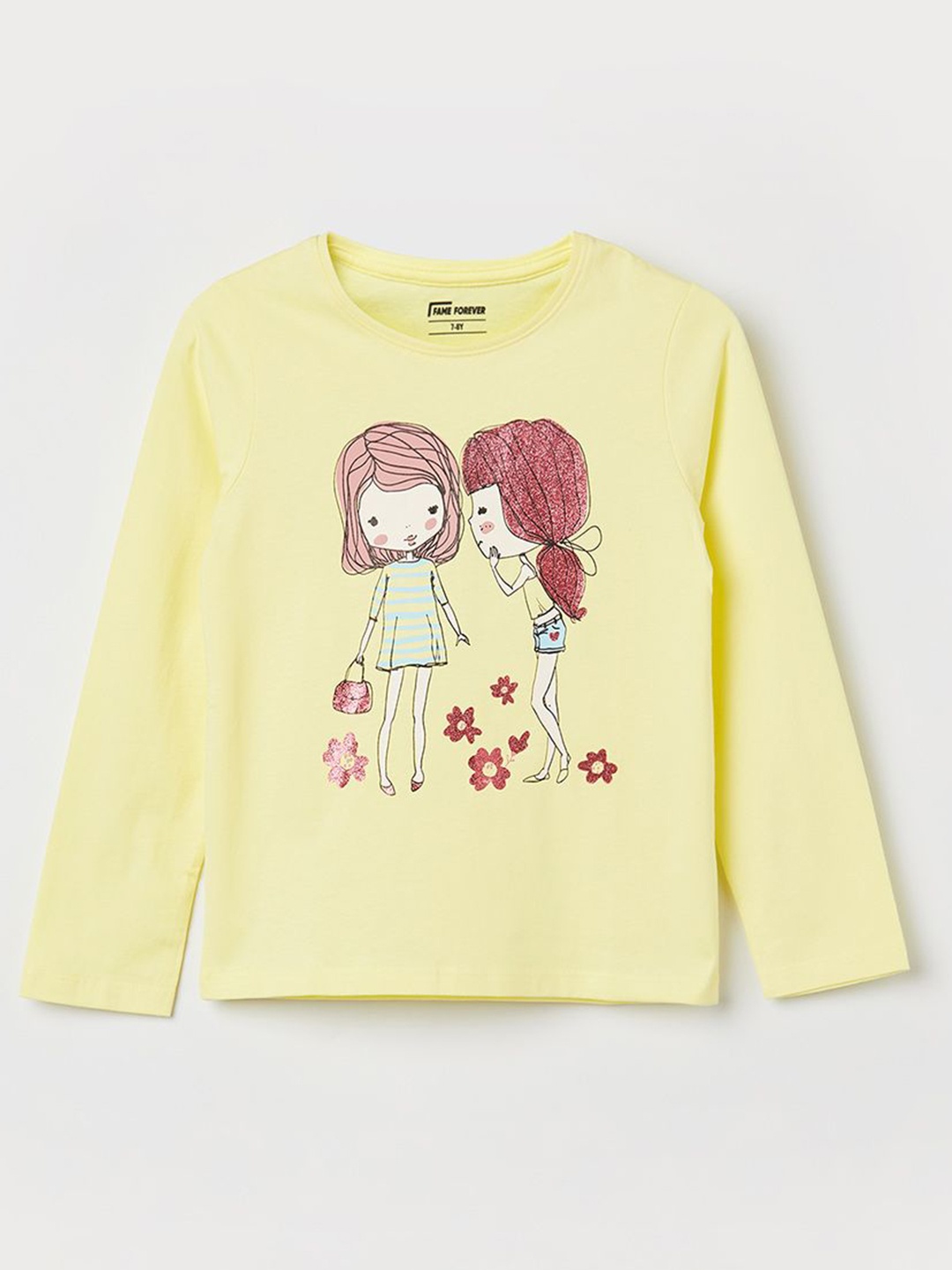 

Fame Forever by Lifestyle Girls Printed Applique T-shirt, Yellow