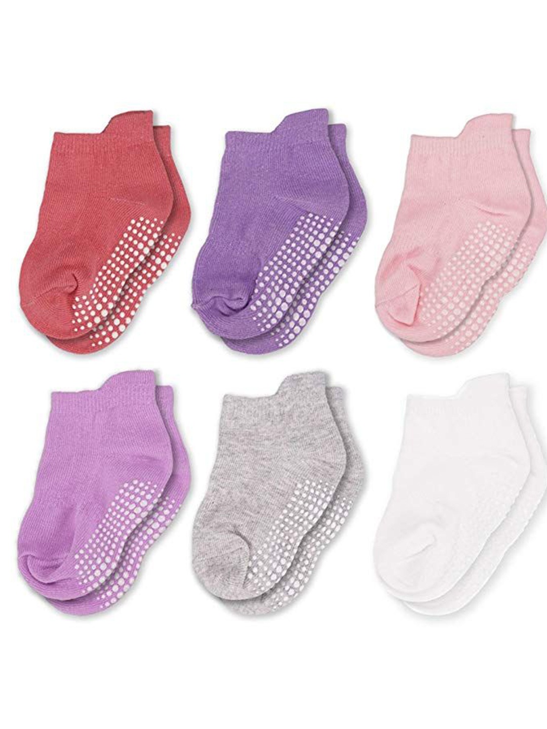 

AHC Kids Pack Of 6 Patterned Anti Skid Cotton Ankle-Length Socks, Red