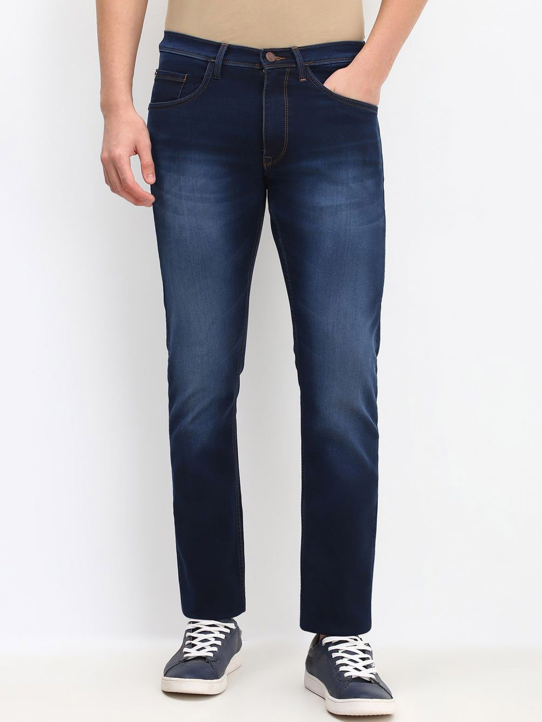 

Allen Solly Men Relaxed Fit Mid-Rise Light Fade Stretchable Jeans, Navy blue