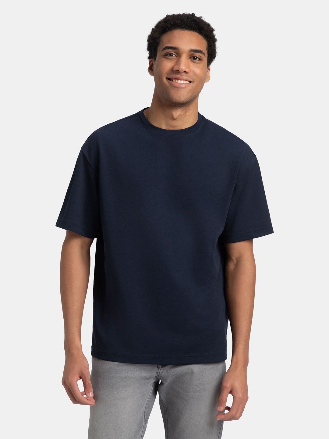 

Jockey Men Super Combed Cotton Blend Oversized Tshirt with StayFresh Treatment - UM23, Navy blue