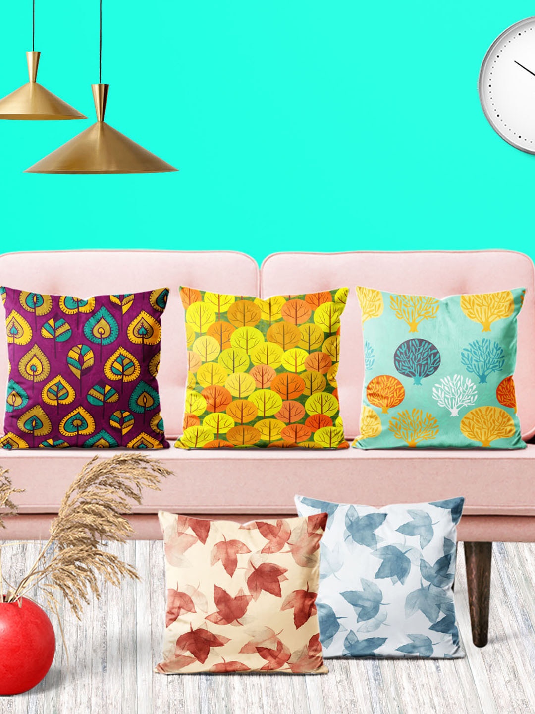 

ArtzFolio Multicoloured Set of 5 Square Cushion Covers, Multi