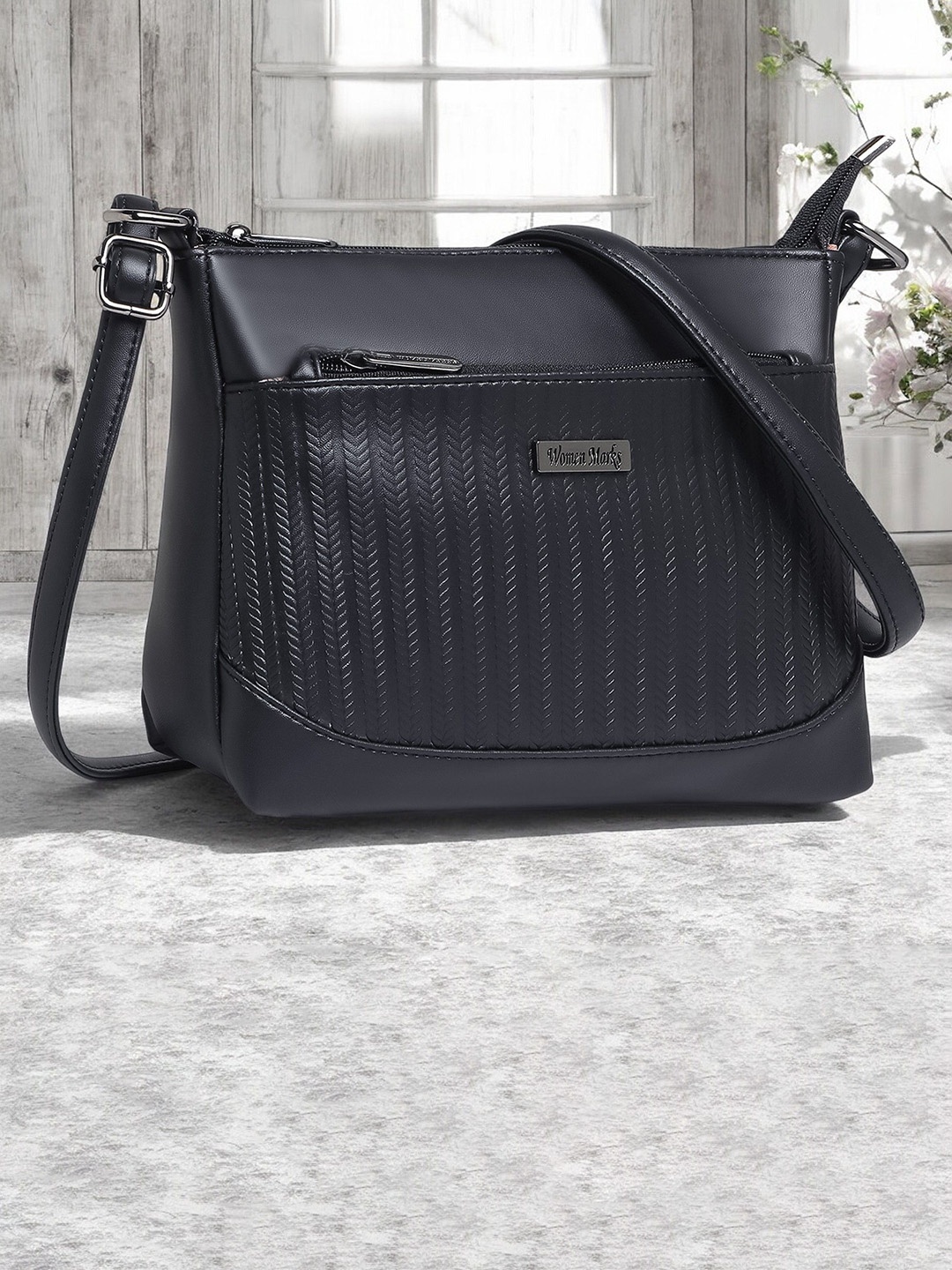 

WOMEN MARKS PU Sling Bag with Fringed, Black