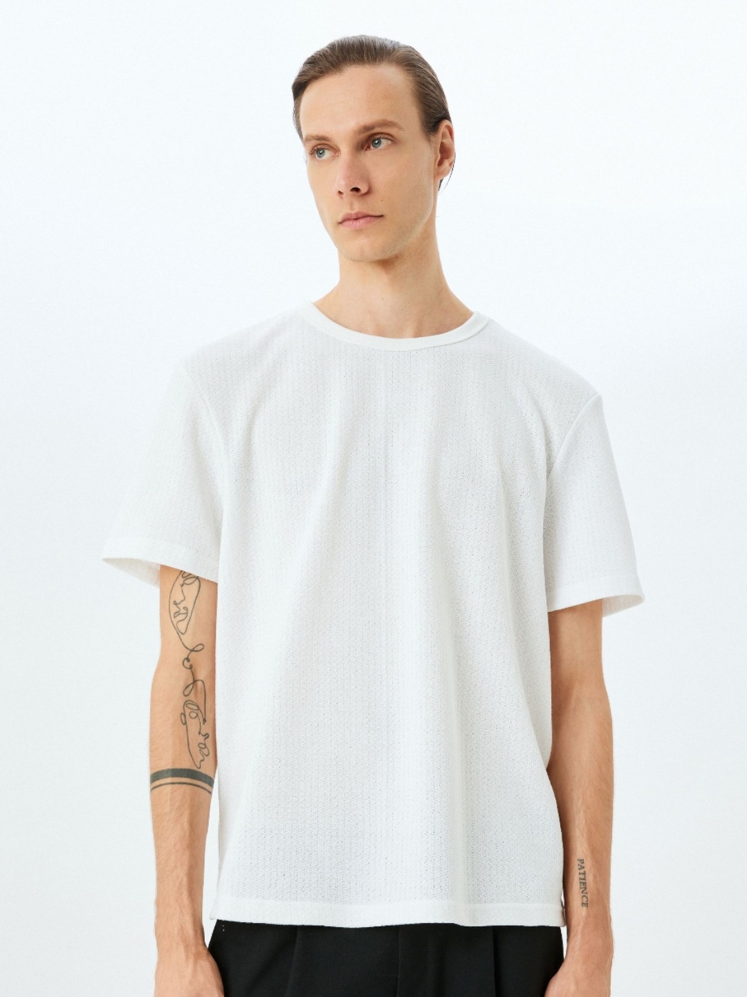

Koton Men Self Design Round Neck T-shirt, White