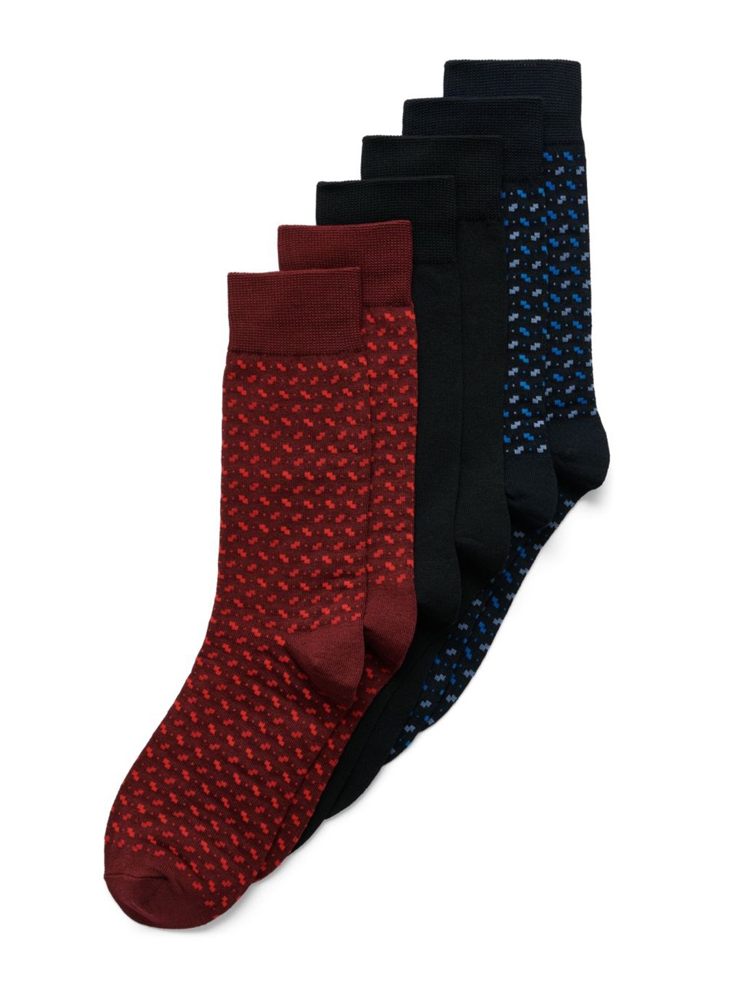 

ECCO Men Pack Of 3 Patterned Cotton Calf Length Socks, Red