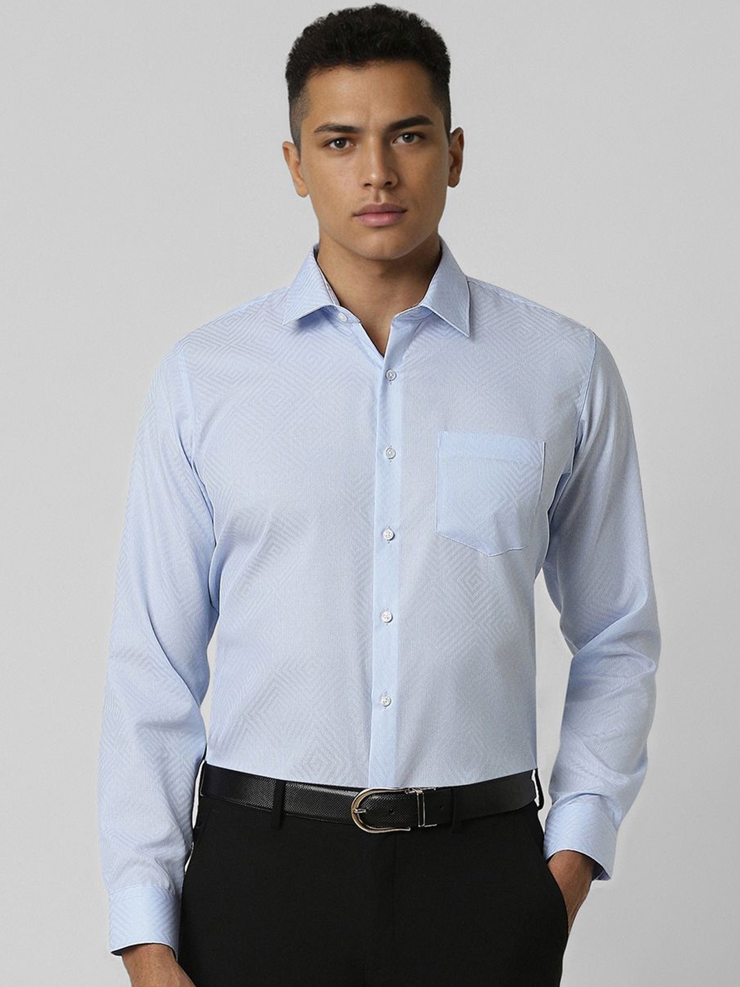 

Van Heusen Men Slim Fit Opaque Formal Shirt, Blue