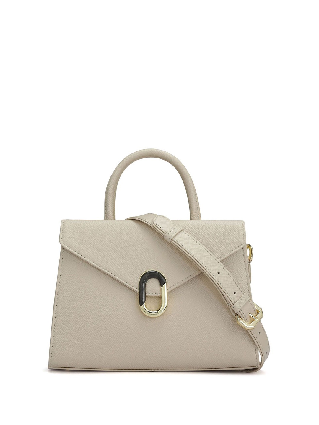 

Da Milano Textured Leather Structured Satchel, White