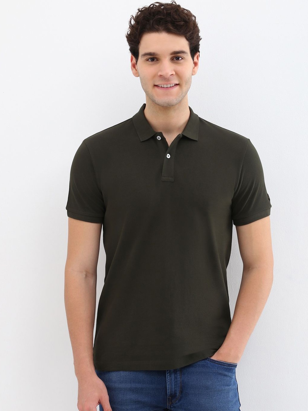 

Allen Solly Men Polo Collar T-shirt, Olive