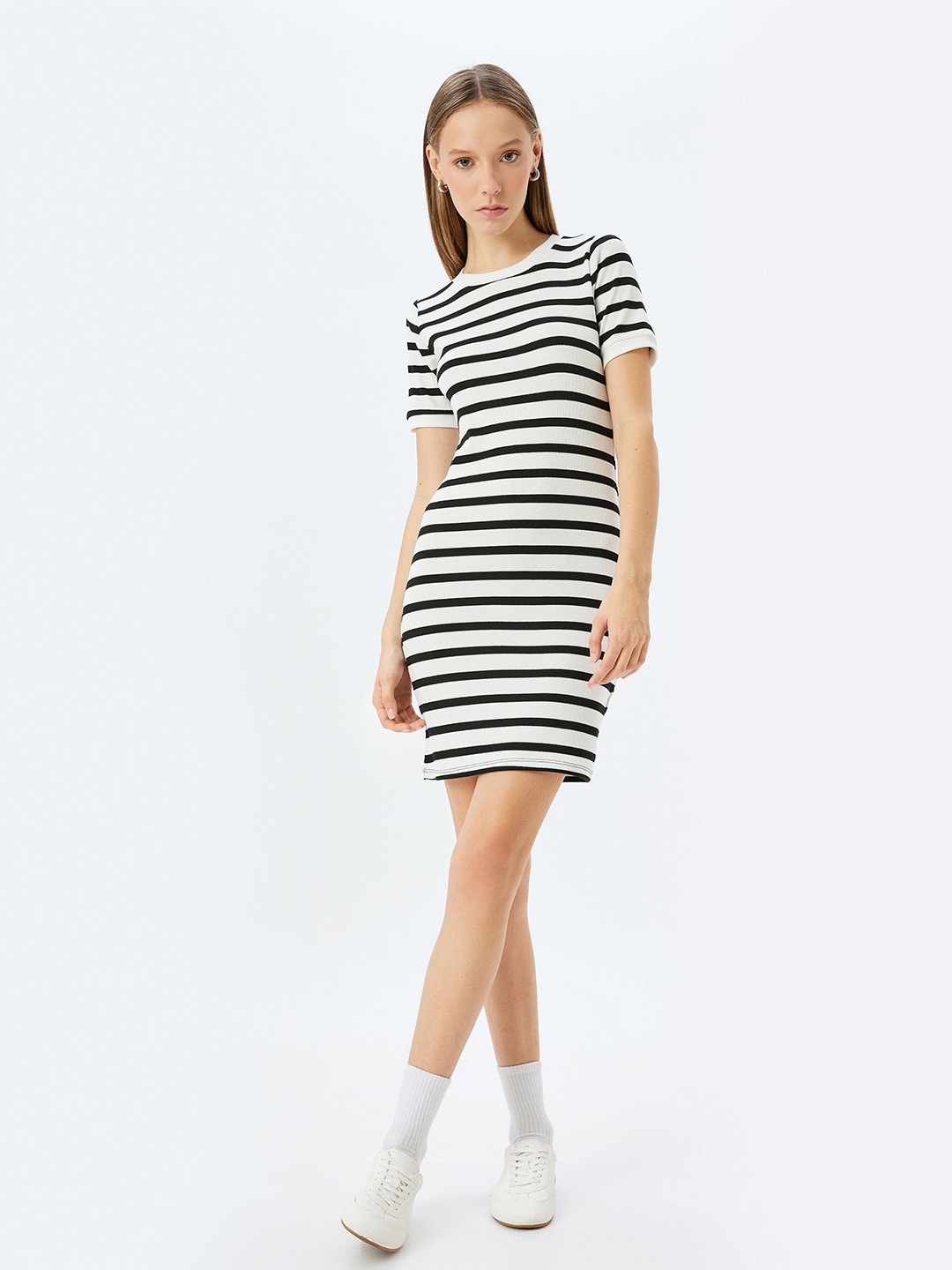 

Koton Striped T-shirt Dress, Beige