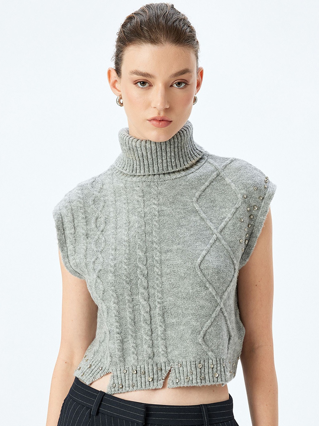 

Koton Self Design Sweater Vest, Grey
