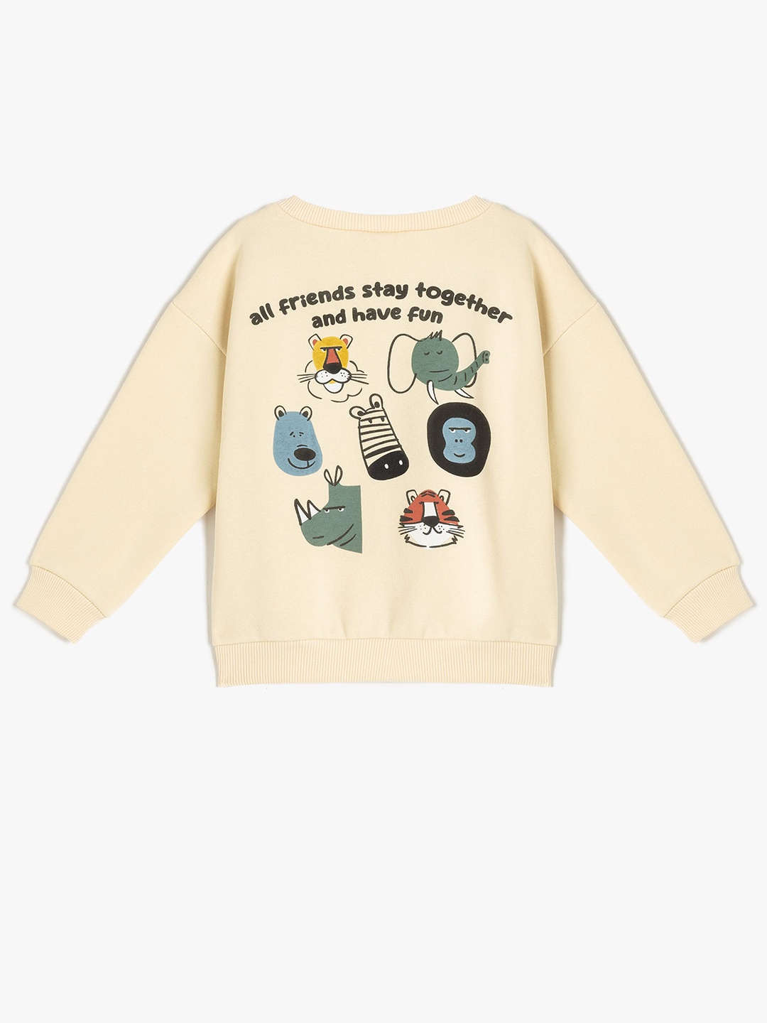 

Koton Boys Graphic Printed Round Neck Long Sleeves Pullover Sweatshirt, Beige