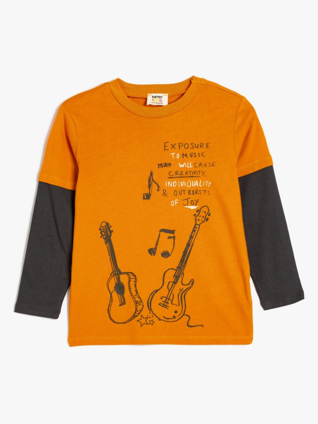

Koton Boys Graphic Printed Round Neck Cotton T-shirt, Orange