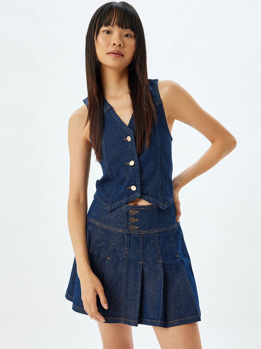 

Koton V-Neck Waistcoat, Blue