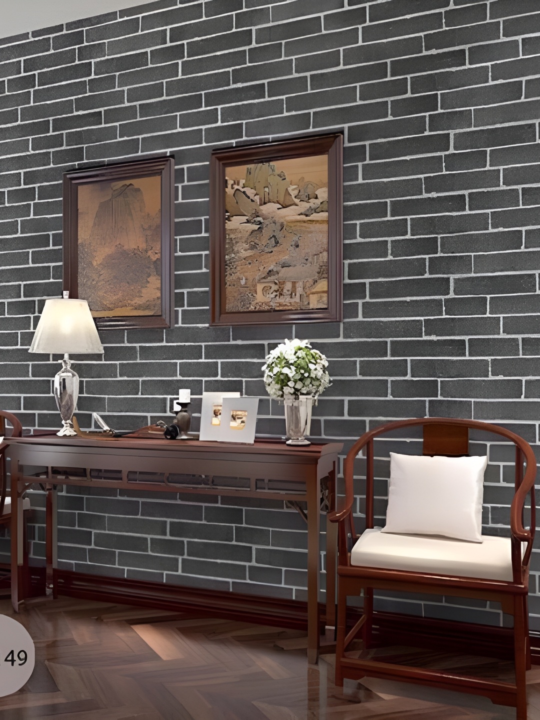 

Asian royal Grey & White Bricks Printed Waterproof Wallpaper
