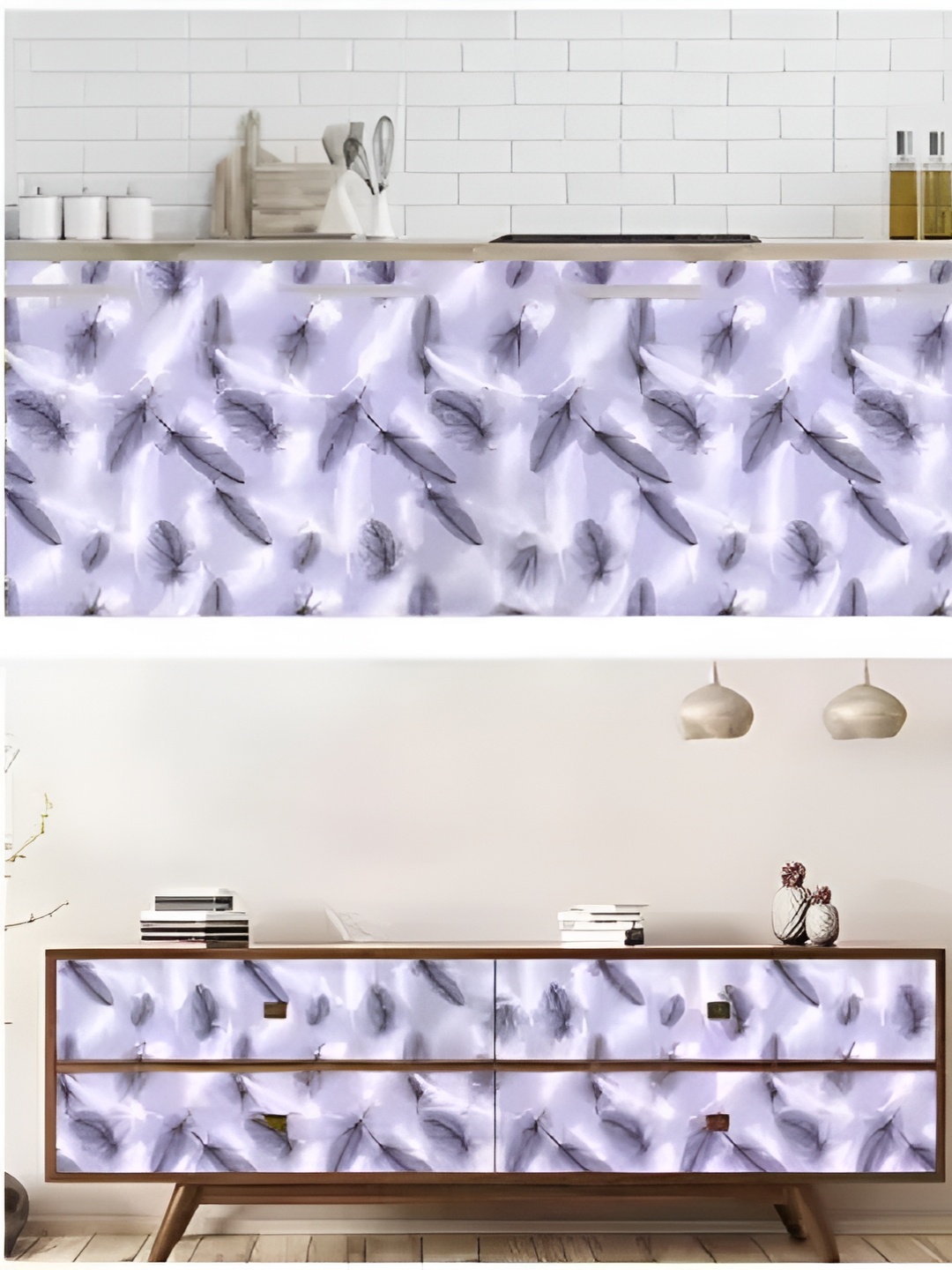 

Asian royal Black & White Printed Waterproof Wallpaper, Blue