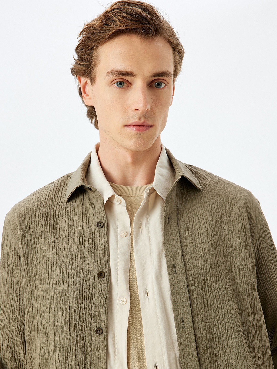 

Koton Men Opaque Striped Casual Shirt, Khaki