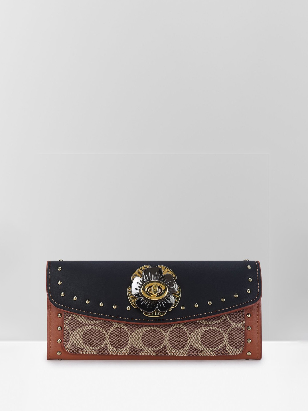 

Filauri Geometric Embellished Leather Structured Handheld Bag, Brown