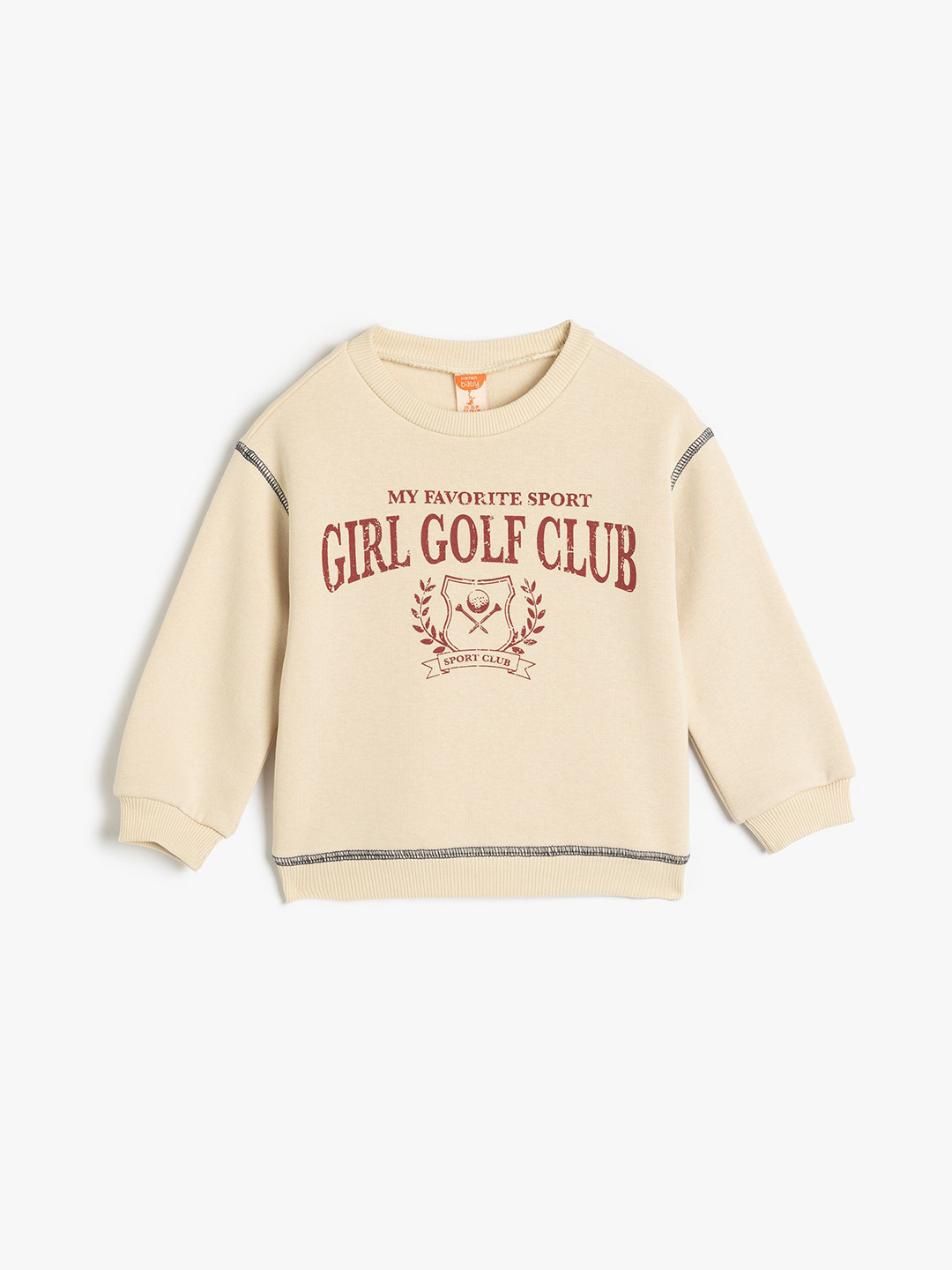 

Koton Girls Printed Round Neck Pullover Sweatshirt, Beige