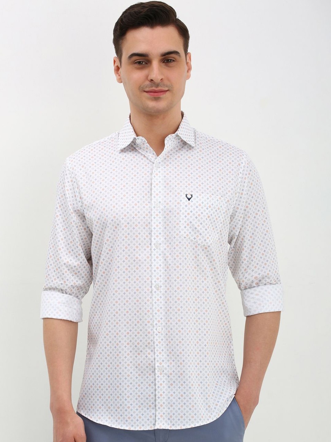 

Allen Solly Men Slim Fit Opaque Printed Casual Shirt, White