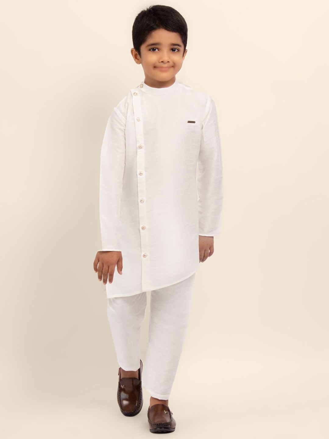 

DEVOILER Boys Mandarin Collar Straight Kurta, White