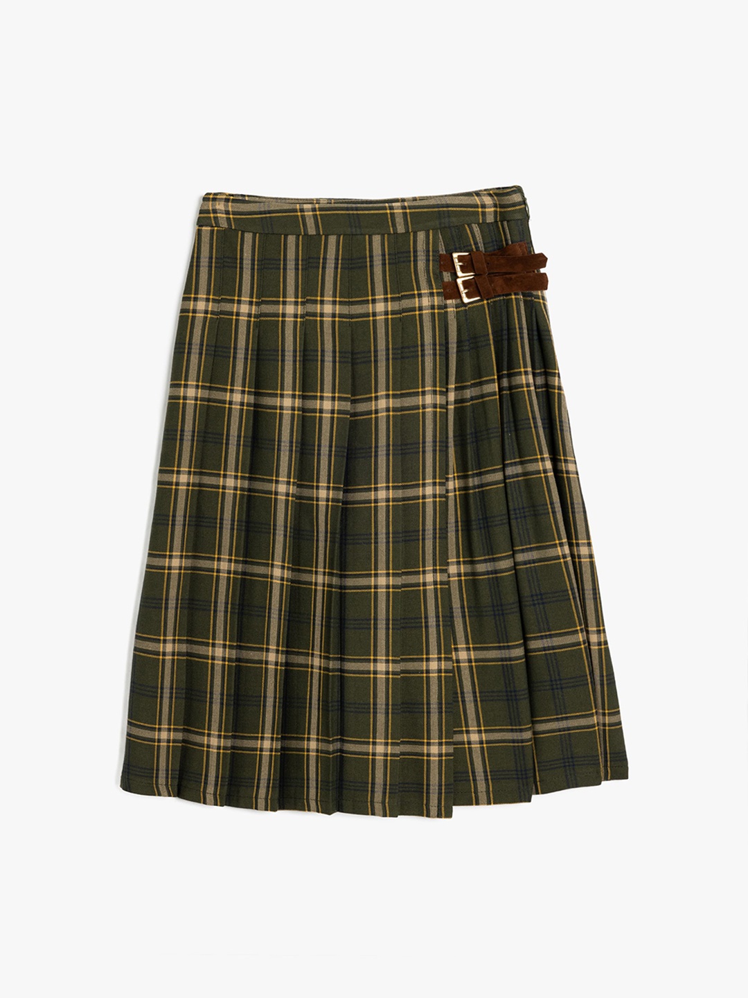 

Koton Girls Checked A-Line Knee Length Skirt, Green