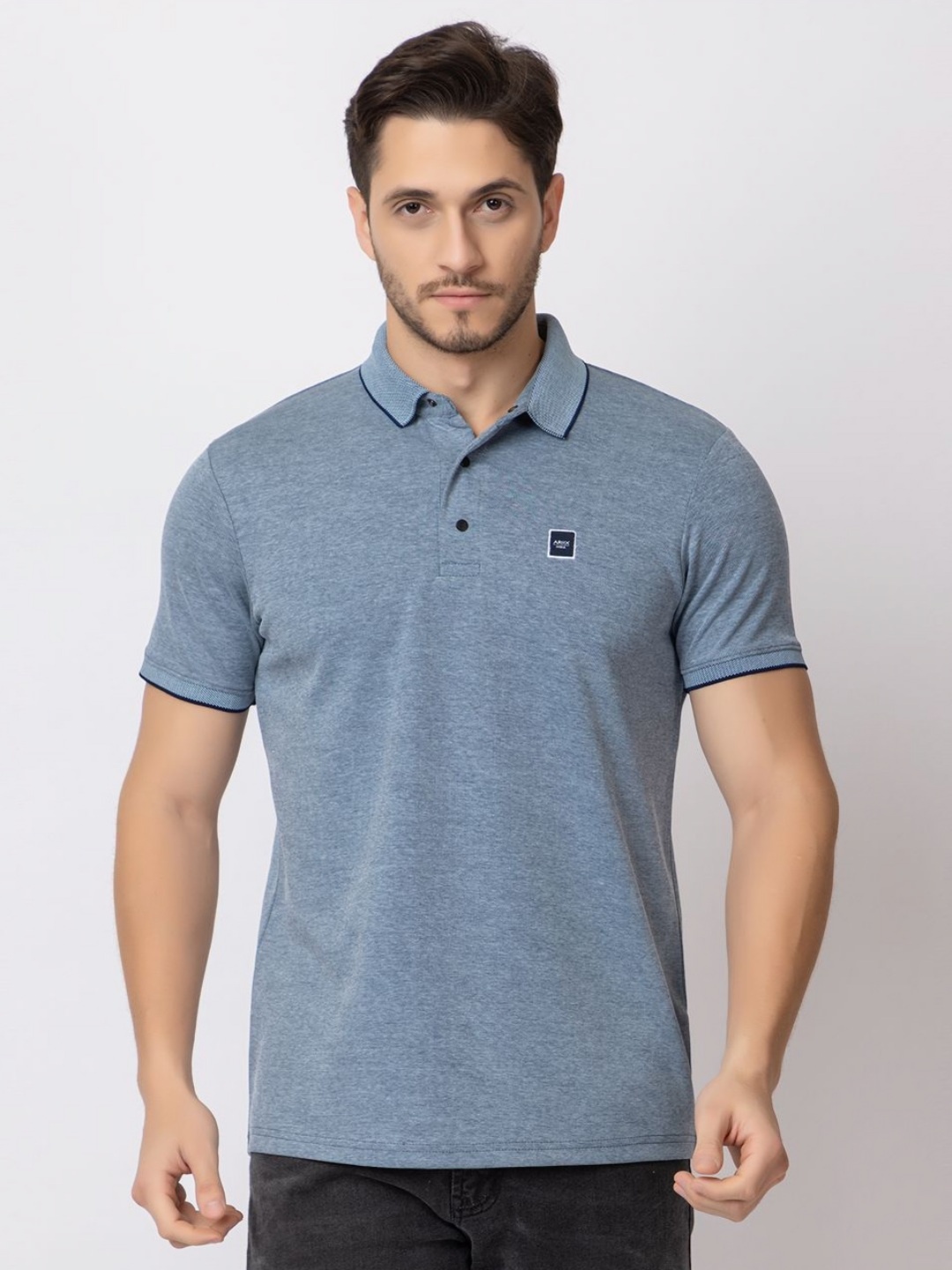 

ARIIX Men Solid Polo Collar Cotton T-shirt, Blue