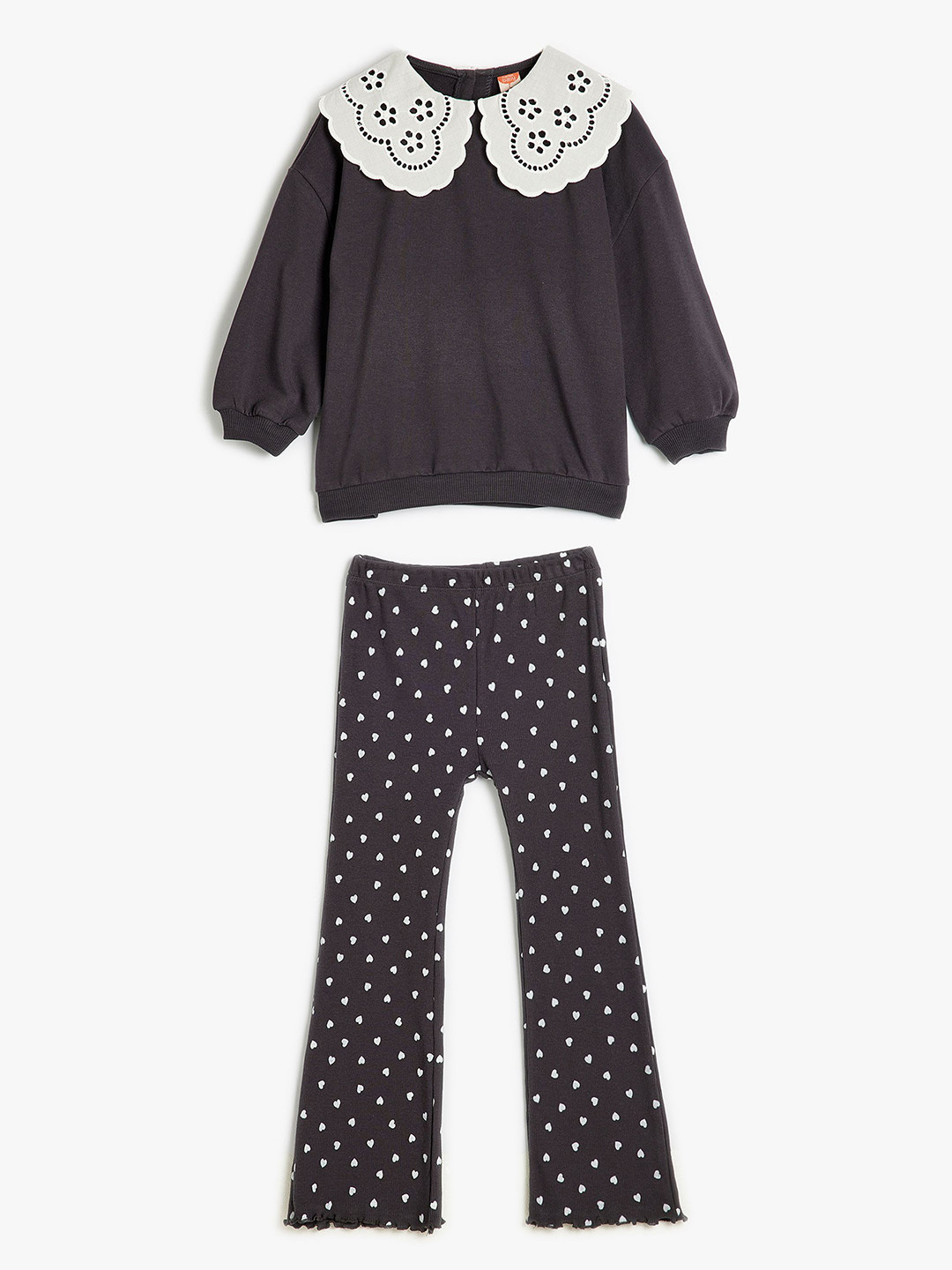 

Koton Girls Pure Cotton Top with Pyjamas, Grey