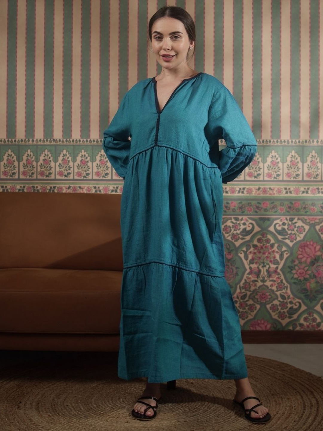 

Fabulous Linen A-Line Midi Dress, Teal