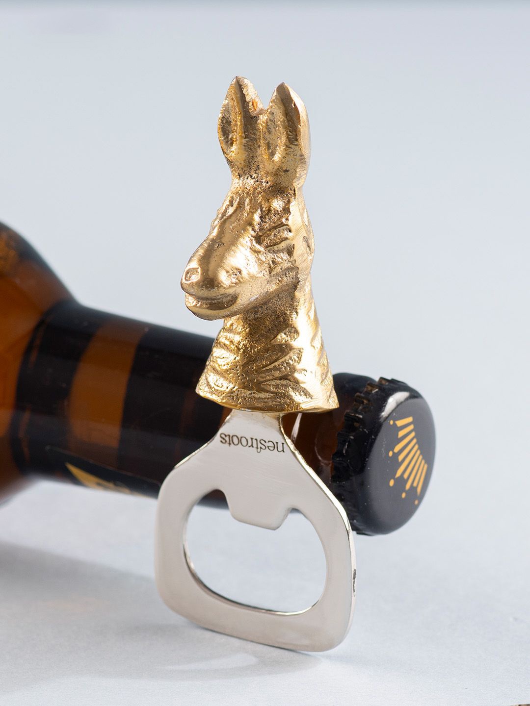 

Nestroots Beige Rabbit Mocktail Bottle Opener, Gold