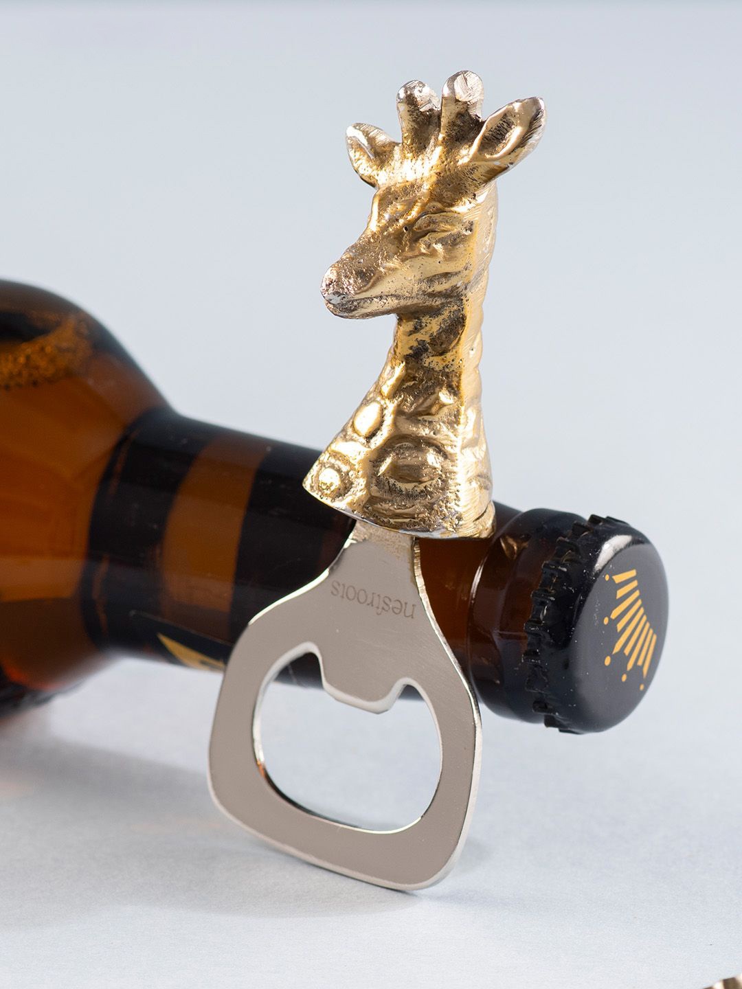 

Nestroots Beige Deer Mocktail Bottle Opener, Gold