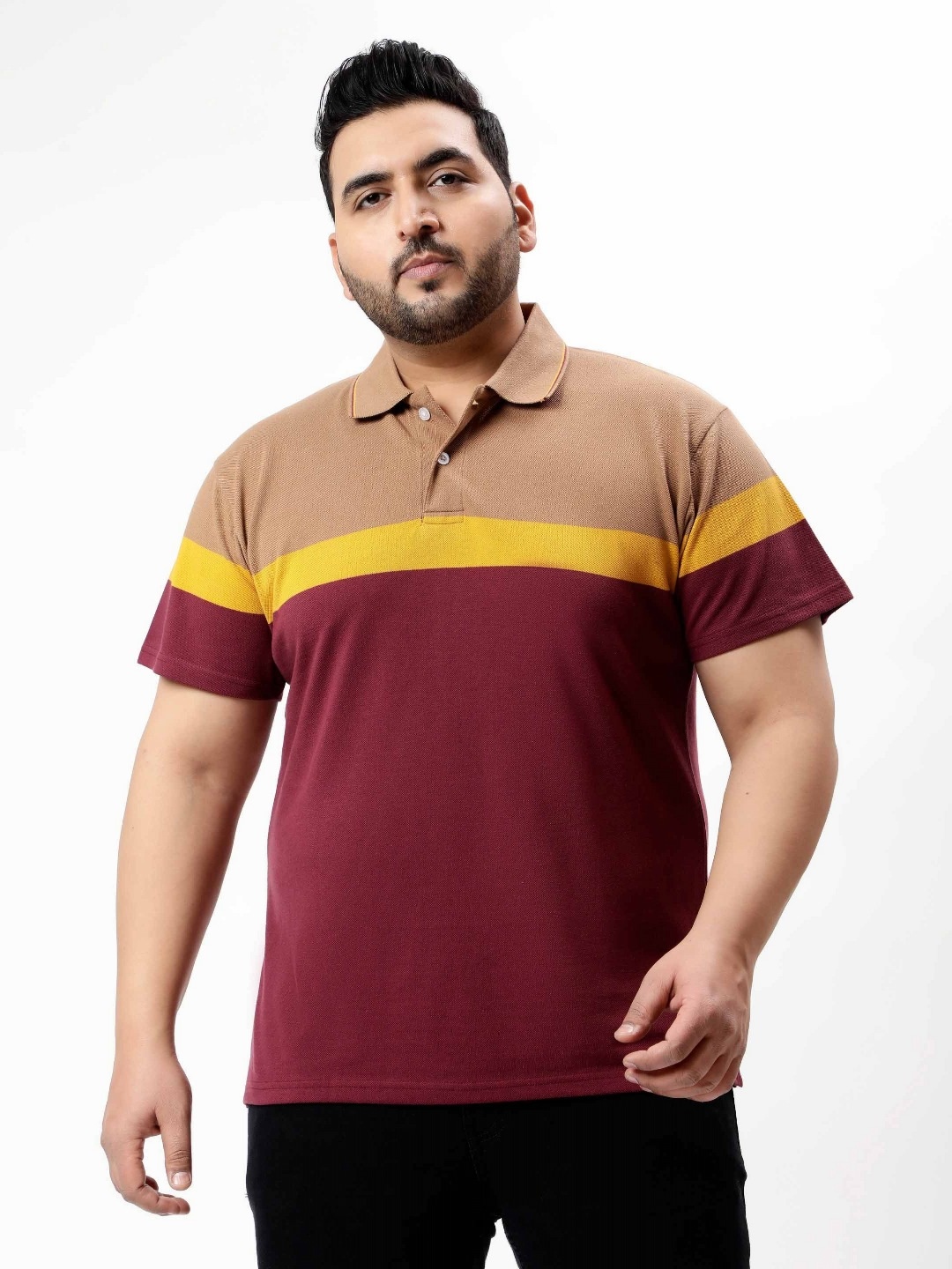 

Toodle Plus Men Colourblocked Polo Collar Pockets T-shirt, Maroon