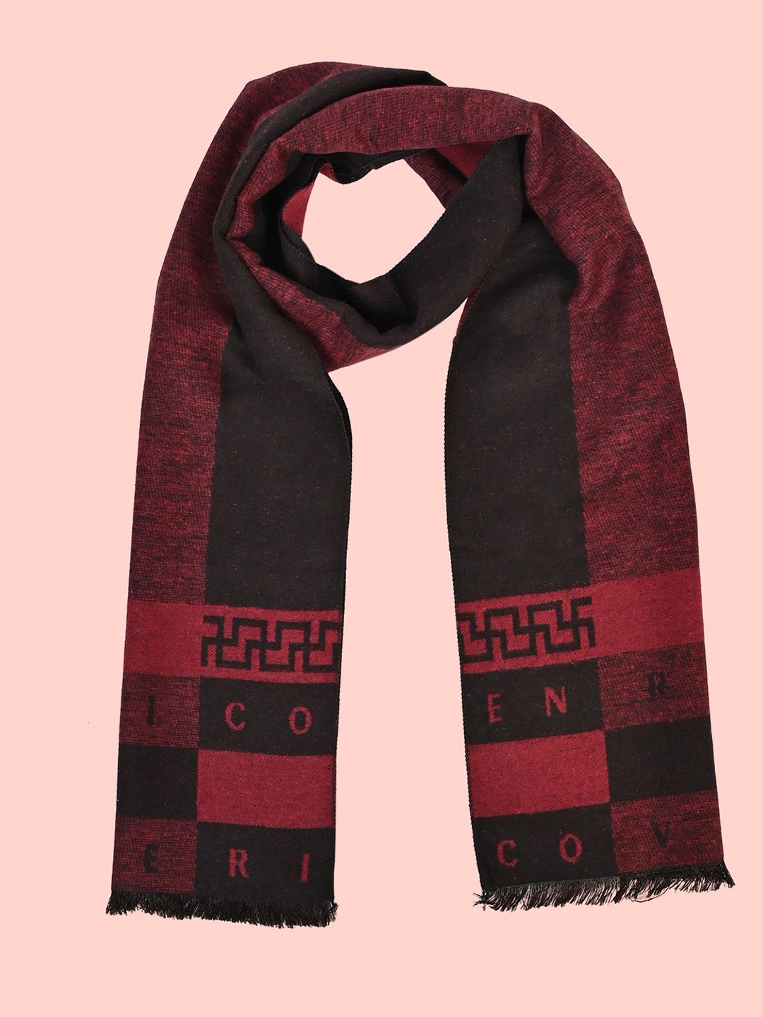 

LOOM LEGACY Men Striped Winter Muffler, Red